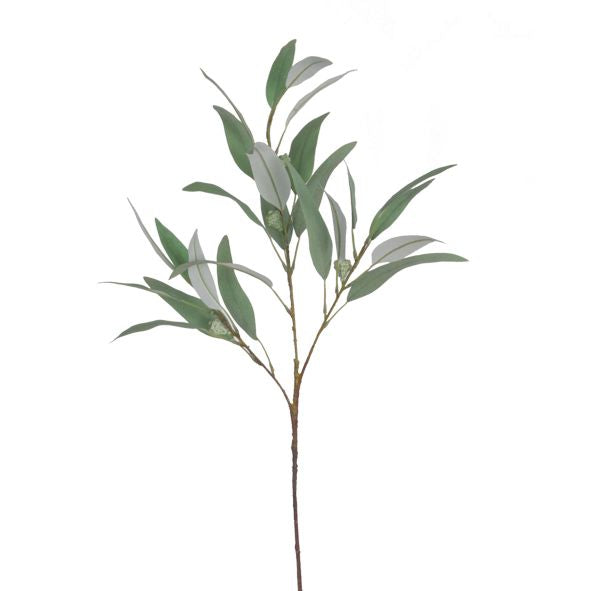Willow Eucalyptus - Grey Green from Artificial Flora on a stem against a white background, providing hassle-free greenery without the need for maintenance.