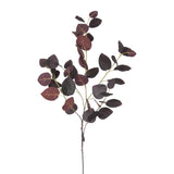 Artificial Winter Eucalyptus - Burgundy leaves on a stem against a white background. (brand: Artificial Flora)