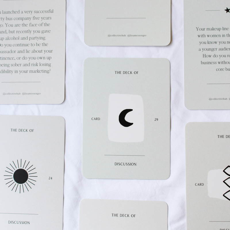 A Deck of Discussion by Collective Hub, with different symbols on the cards, perfect for interesting discussions and business conversation starters.
