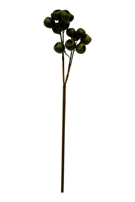 A bunch of Eucalyptus Seed Pod 48cm flowers by Artificial Flora on a metal stem.