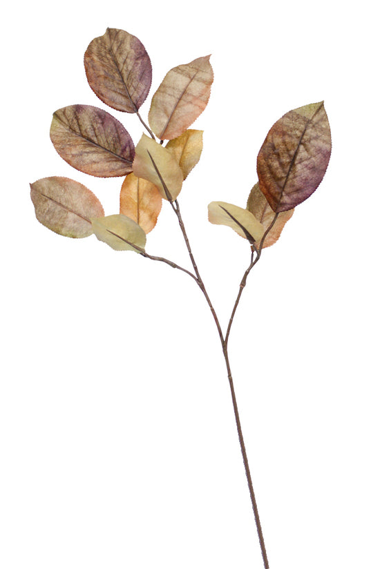 A bunch of Autumnal Mulberry Sprays 69cm on a stick against a white background from Artificial Flora.
