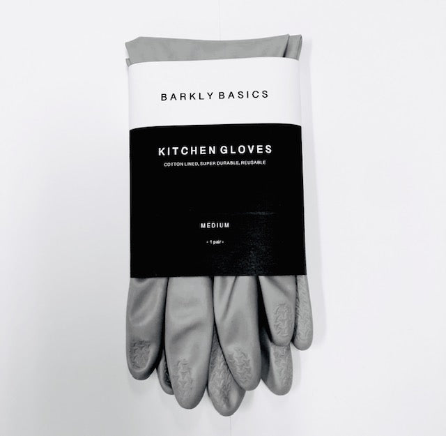 Barkly Basics grey kitchen gloves showing textured grip