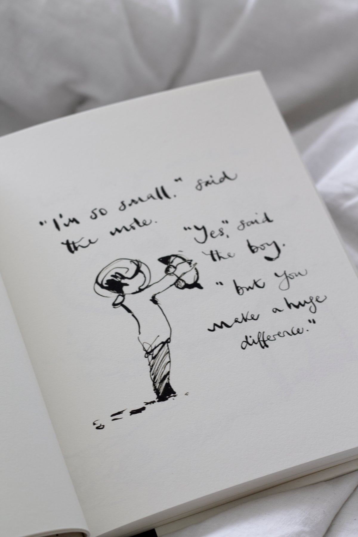An open Charlie Mackesy | The Boy, The Mole, The Fox and The Horse book.