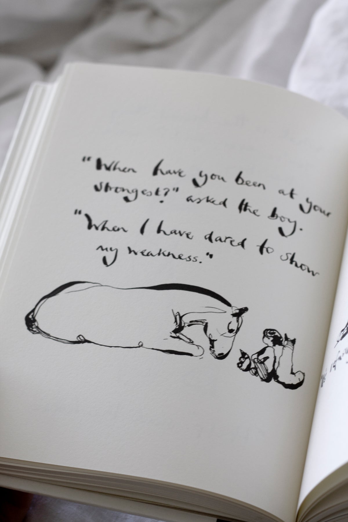 An open Charlie Mackesy | The Boy, The Mole, The Fox and The Horse book.