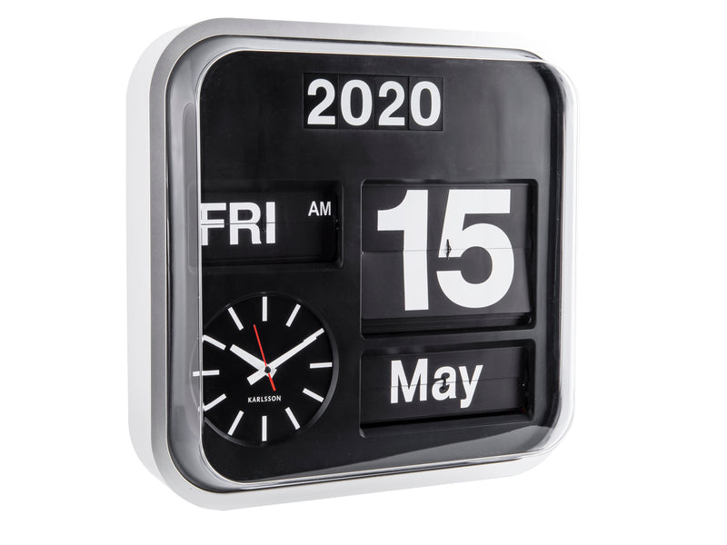 An aesthetic Karlsson flip clock available in various sizes and colours complete with a calendar function.