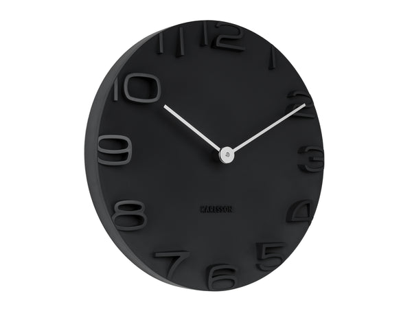 An innovative Karlsson On The Edge Wall Clock - Black (42cm) on a white background.