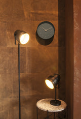 A table with two Karlsson lamps and a Butterfly Hands Wall Clock - Various Sizes / Colours on it.