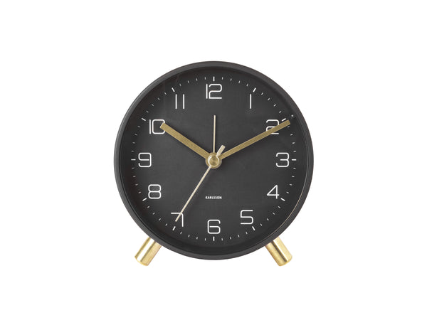 A minimalist Karlsson Lofty Alarm Clock with Light - Black on a white background.