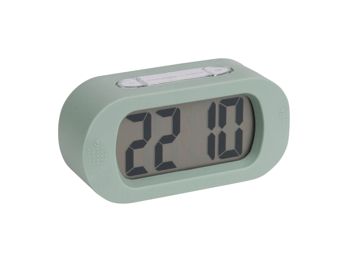 Karlsson Gummy Digital Alarm Clock in green on a white background