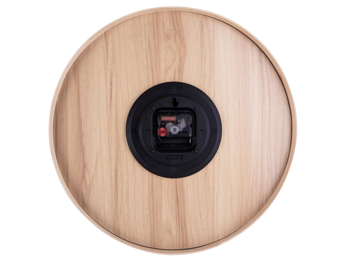Back of the Karlsson Pure Wall Clock showing the basswood frame and movement