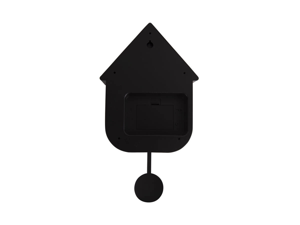 Karlsson Modern Cuckoo Clock in black with the small bird detail at the dial