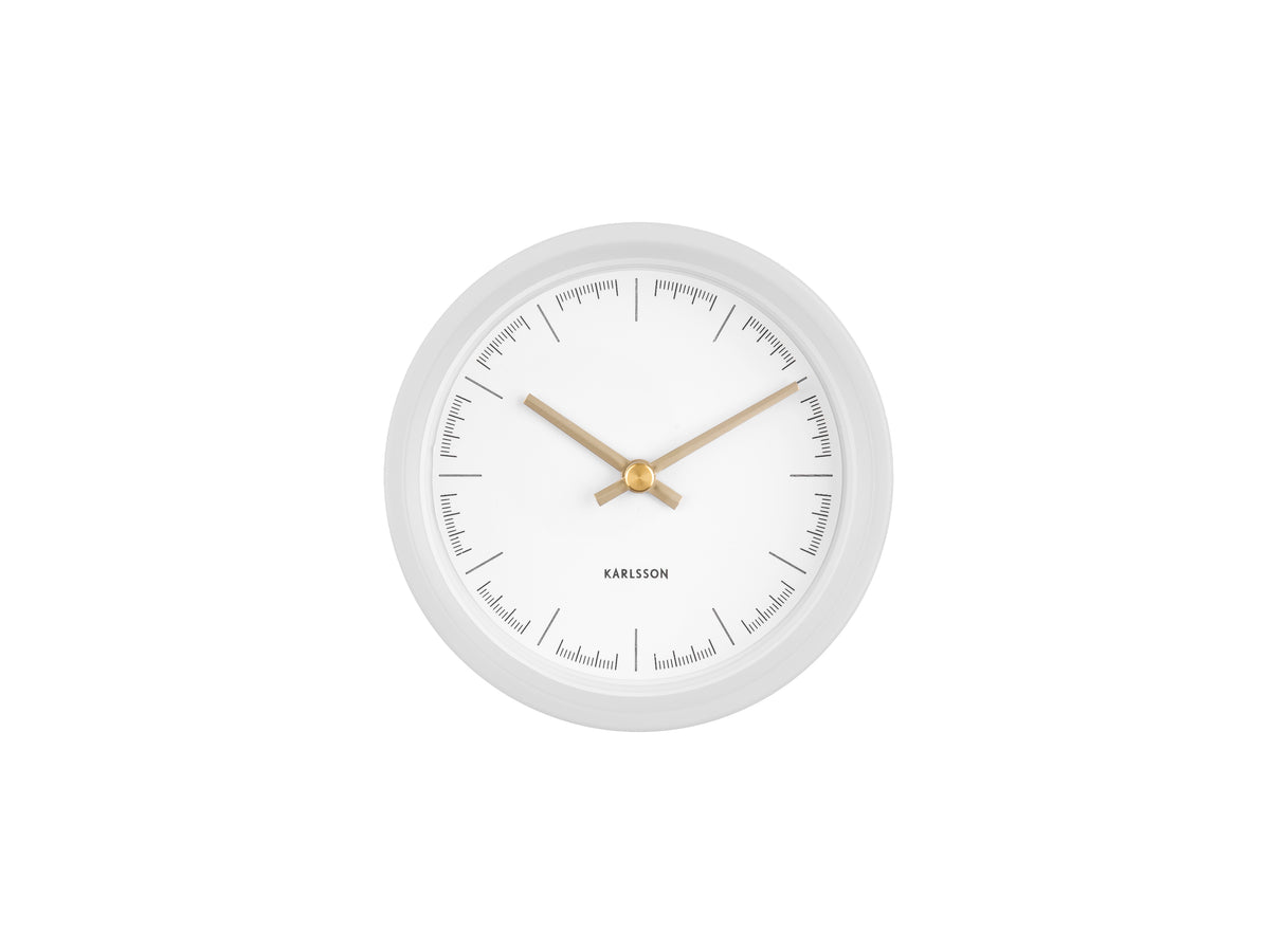 Dense Alarm Clock by Karlsson in white, angled view
