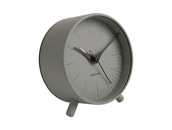 Scandinavian aesthetic: A Karlsson Alarm Index clock with a green face on a white background.