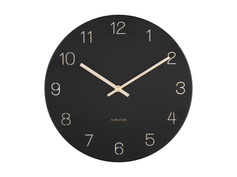 A Karlsson Charm Wall Clock - Various Colours with engraved gold numbers.