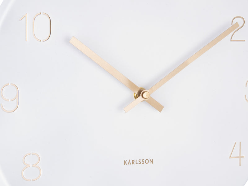 A Charm Wall Clock - Various Colours by Karlsson with gold hands and engraved gold numbers.