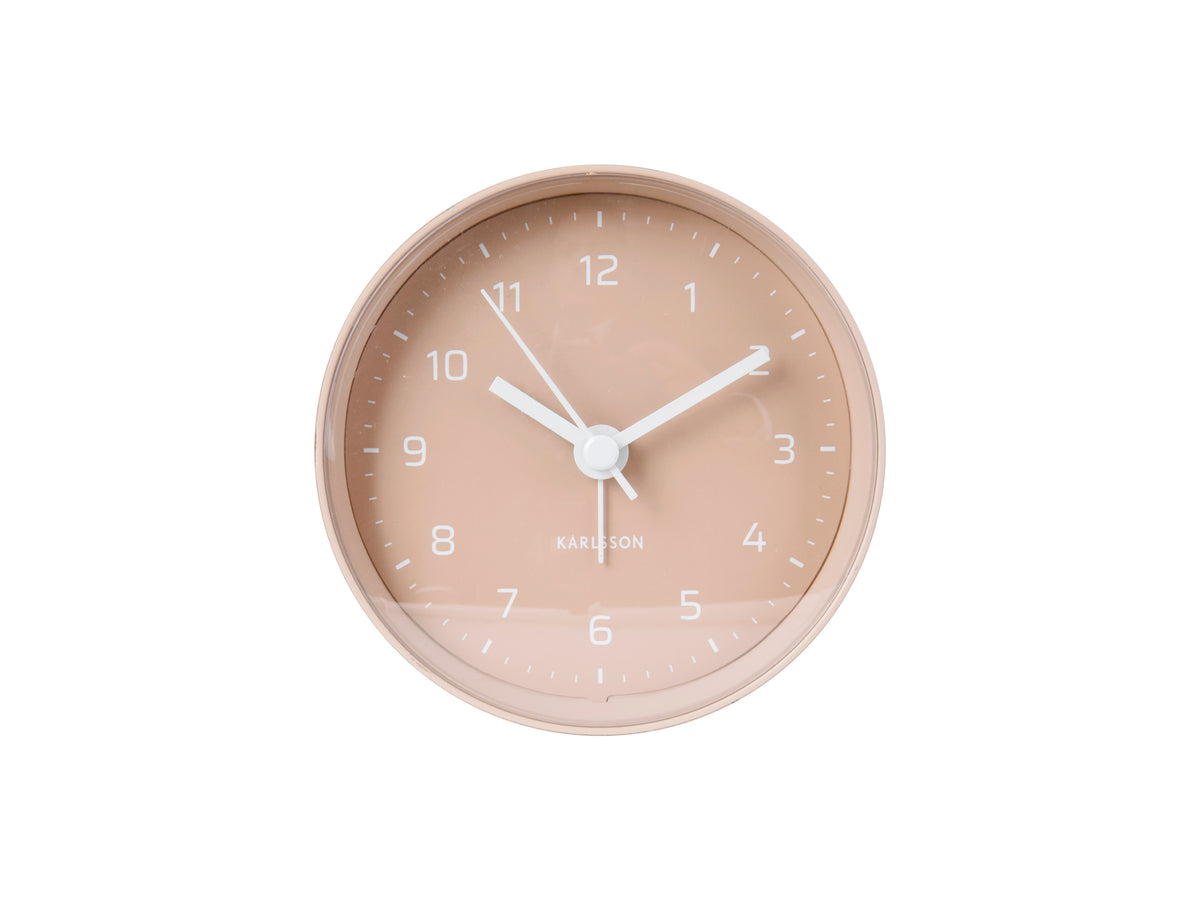 Front view of the Karlsson Cone alarm clock dial in Sand Brown
