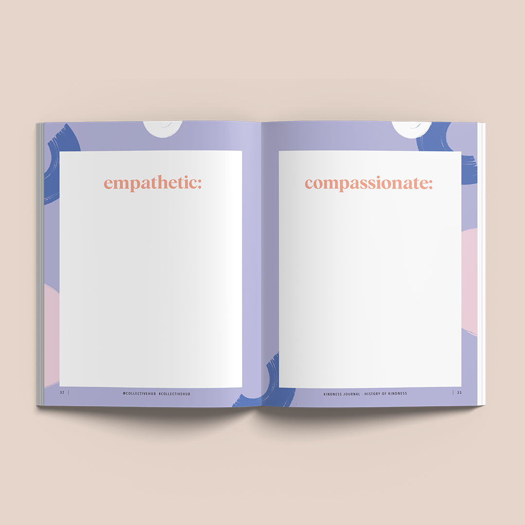 Open spread with two lined pages in lilac