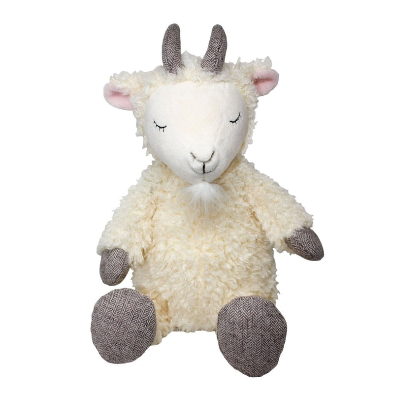 A lovable companion, a Lily & George Billy Goat stuffed animal with soft fur, is sitting on a white background.