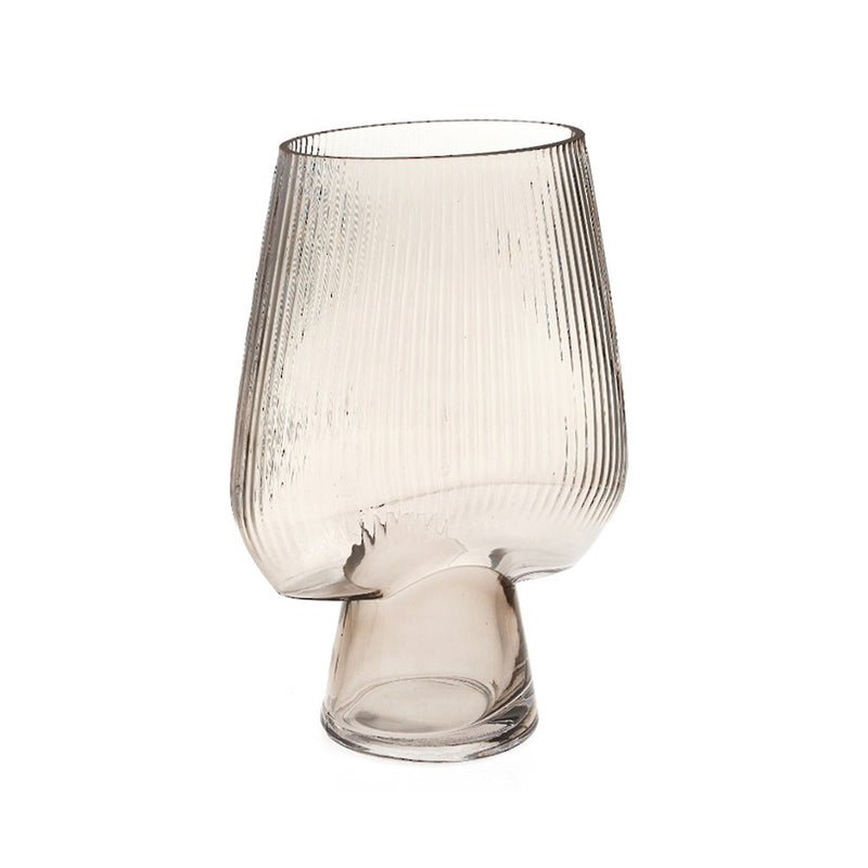 Lianne Ribbed Glass Vase Taupe