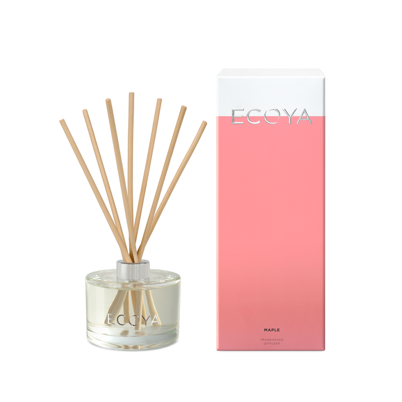 Ecoya fragranced diffuser with a sleek Scandinavian design in a pink box.
