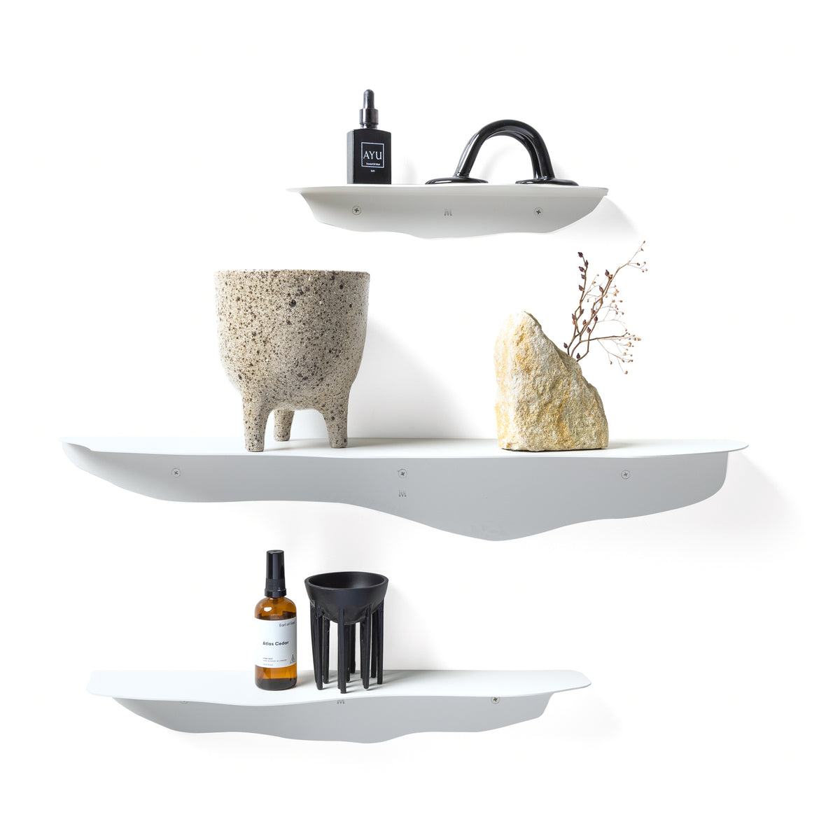 FOLD Wavy Shelf by Made of Tomorrow, sculptural undulating wall shelf