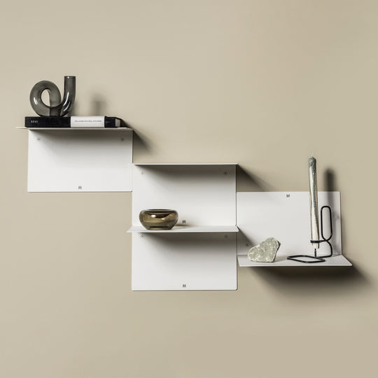 FOLD Multi Shelf styled on a wall with books and decor by Made of Tomorrow