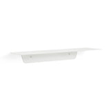 A functional Made of Tomorrow FOLD Ledge 450mm ∙ White shelf displayed on a white wall, packaged in a branded box.