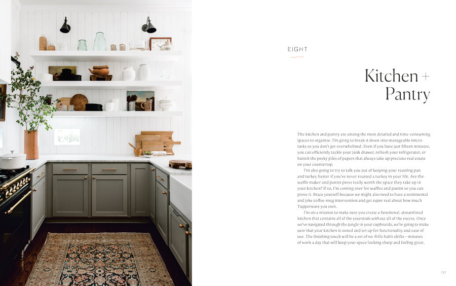Minimalista book page spread showing a styled room