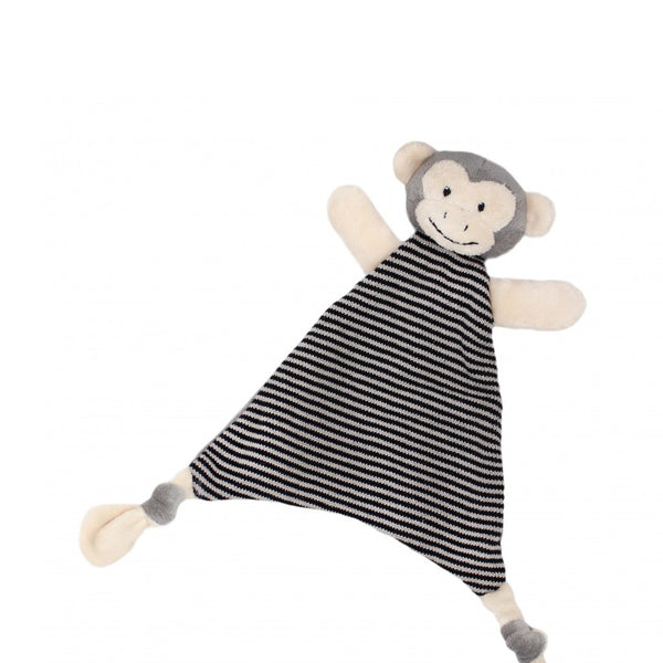 A black and white Mateo Spider Monkey Comforter, from the brand Lily & George, on a white background.