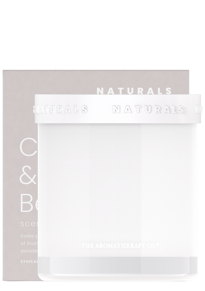A white box with a white label on it, containing a Hand Cream from the Naturals Range by The Aromatherapy Co.