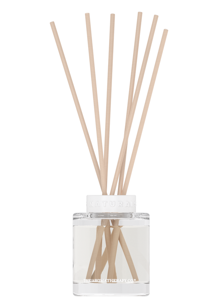 Naturals Diffuser - Rose Jasmine & Oud by The Aromatherapy Co in a clear glass container.