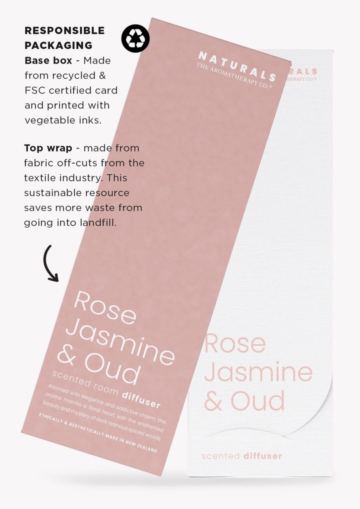 The Aromatherapy Co's Naturals Diffuser - Rose Jasmine & Oud packaging.