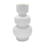 A black and white Boble Vase by Ned Collections with three tiers on a white background.