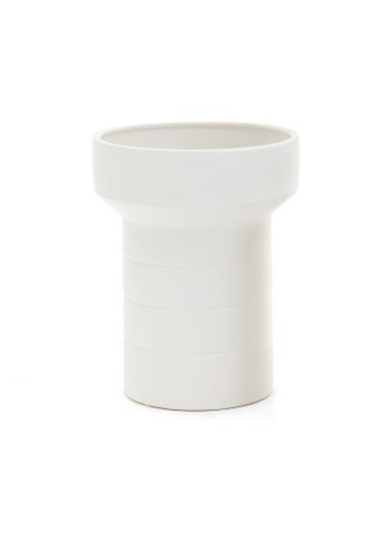 Picardy Stripe Ceramic Vase White
