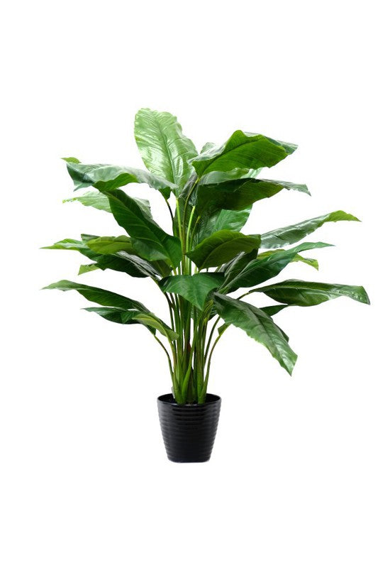 An Artificial Flora Potted Spathiphyllum Plant Real Touch in a black pot on a white background.
