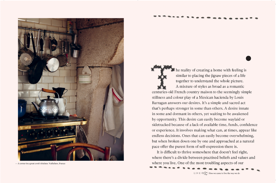 Home book page spread showing kitchenware
