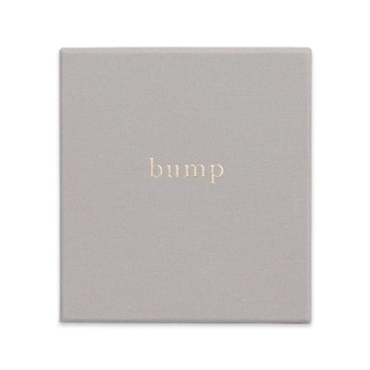 Bump pregnancy journal in light grey linen with a gold embossed title, by Write To Me