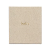 A baby journal/nursery diary in beige with the word BABY | YOUR FIRST FIVE YEARS on it from Write To Me.