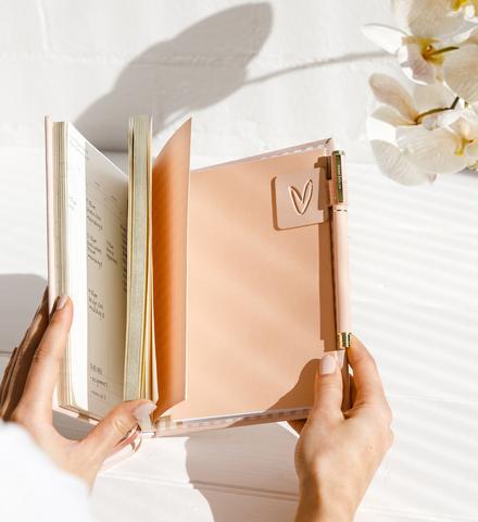 Nude pen loop holding a pen on a planner by Emma Kate Co