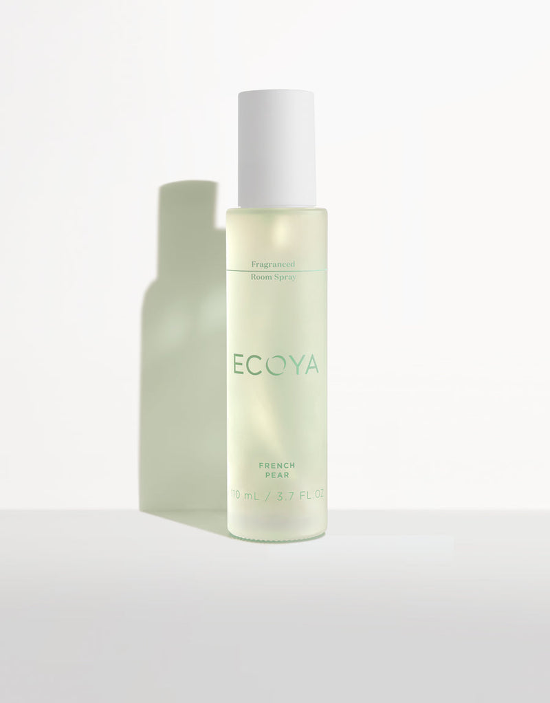 A scandinavian-inspired, eco-friendly Ecoya fragranced room spray enhances home design.
