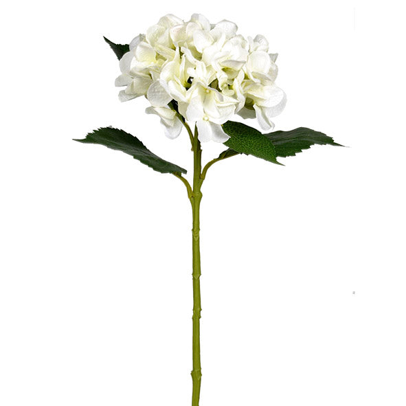 A Heritage Hydrangea -White on a stem against a white background, emphasizing Artificial Flora styling.