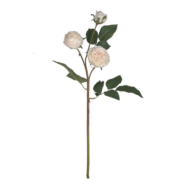 Three Cabbage Roses - White on a stem against a white background by Artificial Flora.