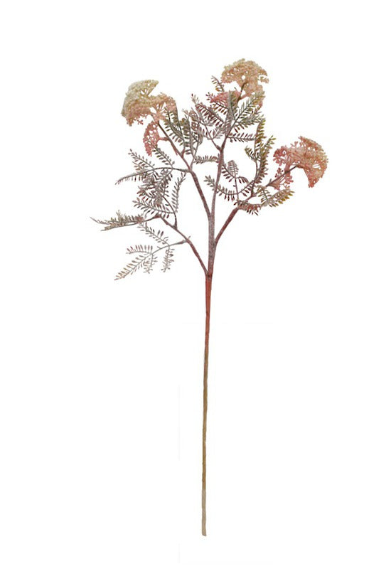A Wild Flower with Fern Spray Light Pink on a stem against a white background, featuring Artificial Flora.