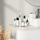 The Cascada bathroom vanity combines functionality and style, featuring an elegant mirror and ample storage for all your cosmetics. With the addition of the Umbra Cascada Cosmetic Organizer, keeping your beauty essentials organized has