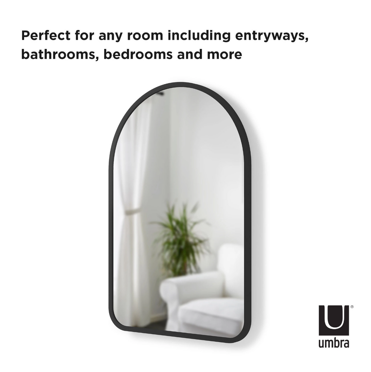 Umbra Hub arched mirror 61x91cm black mounted above a console