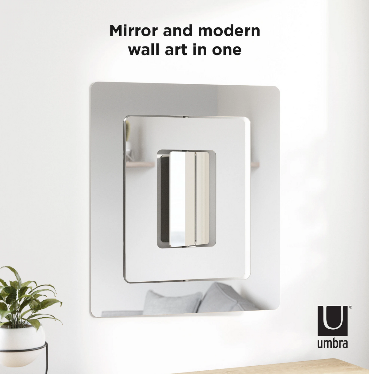 Umbra Echo wall mirror described as a mirror and modern wall art in one