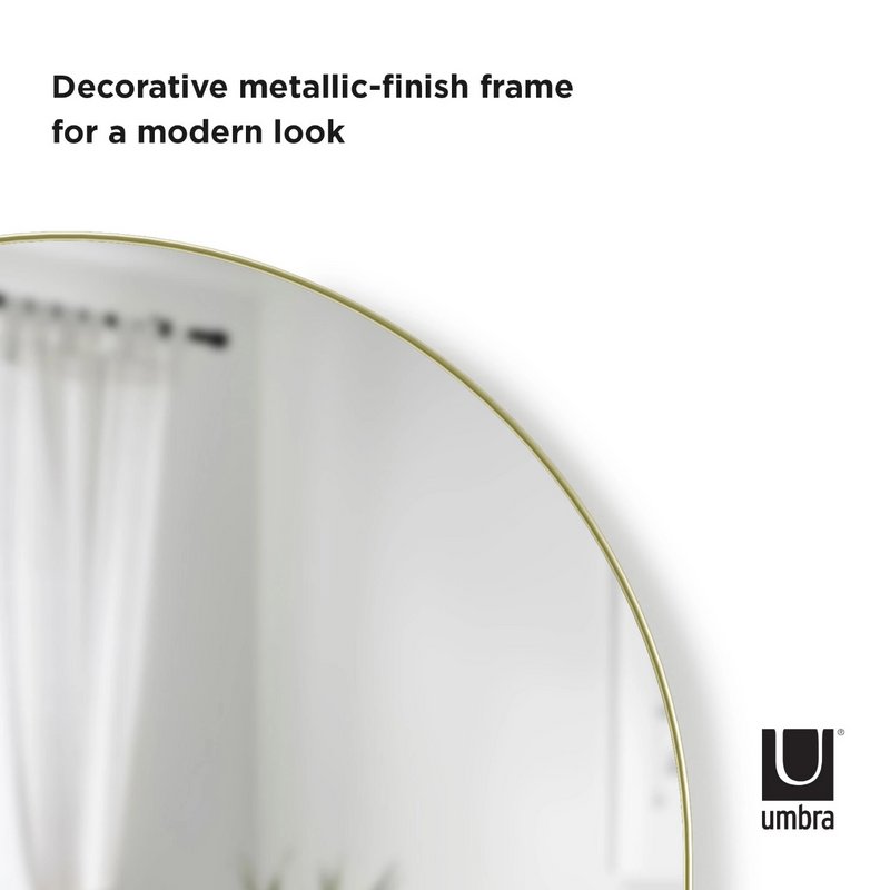 Umbra's HUBBA ARCHED MIRROR - BRASS is a decorative metallic finish frame for a modern look.