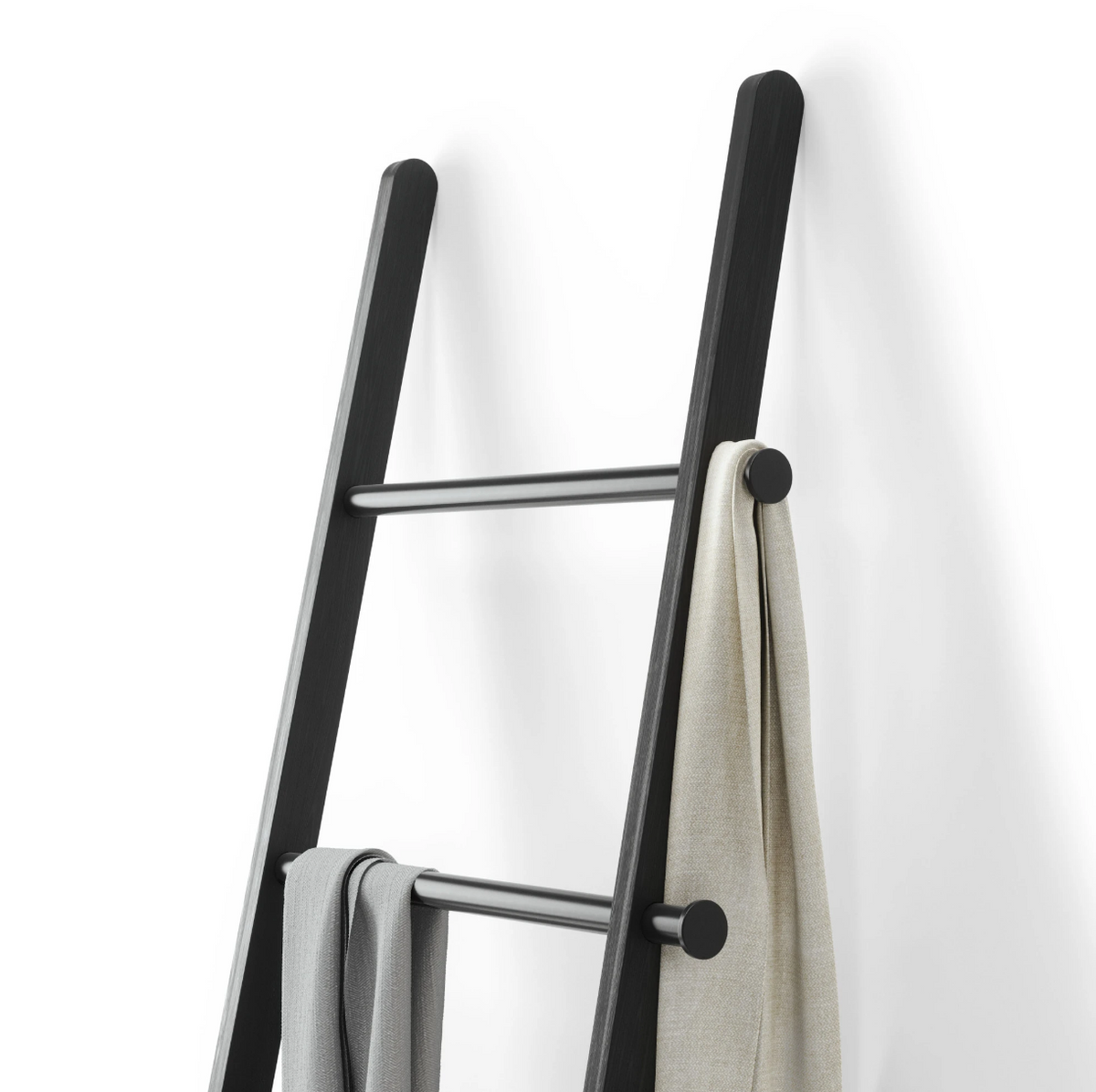 Umbra Leana black ladder holding a towel