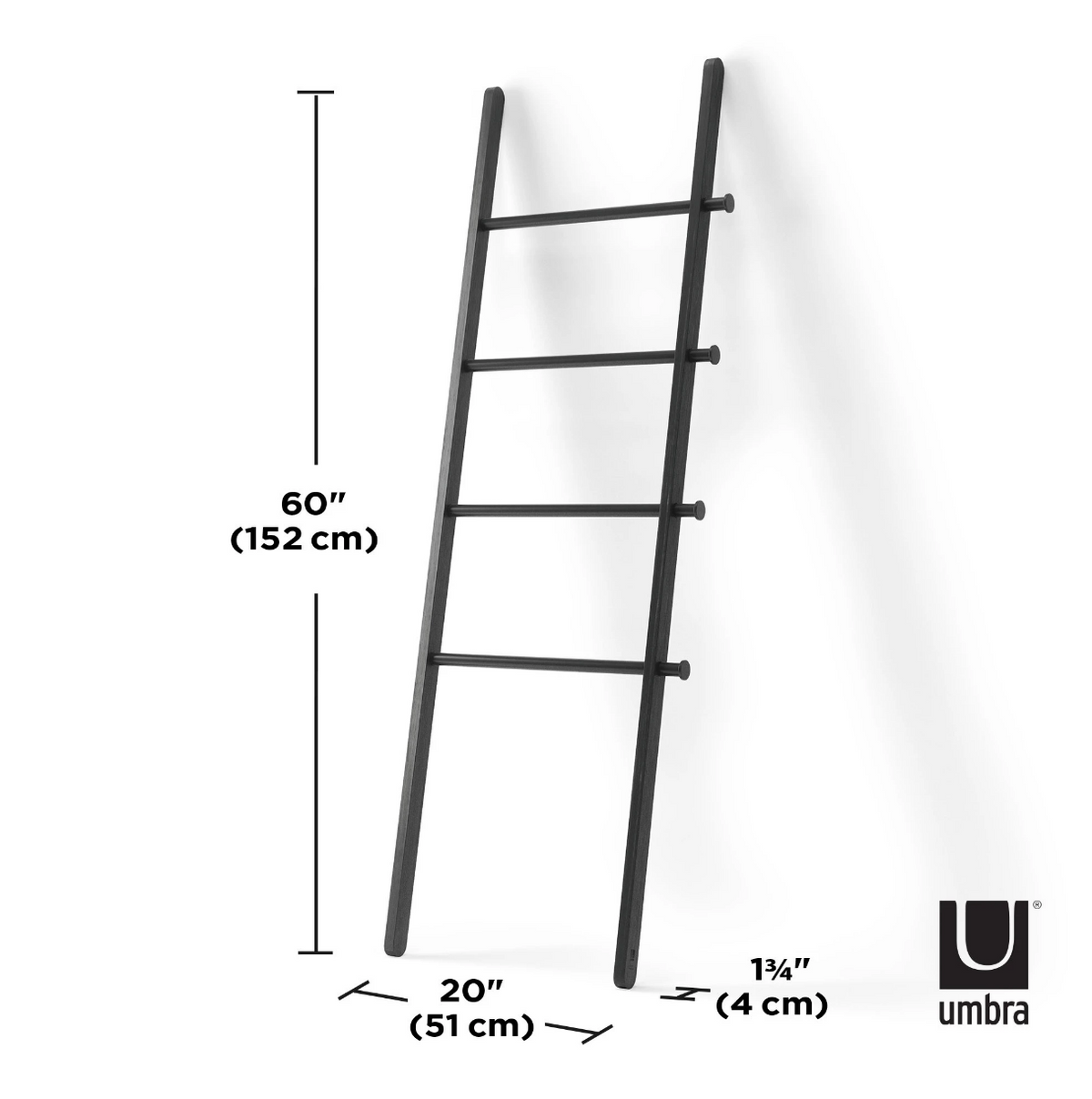 Umbra Leana black ladder dimensions diagram