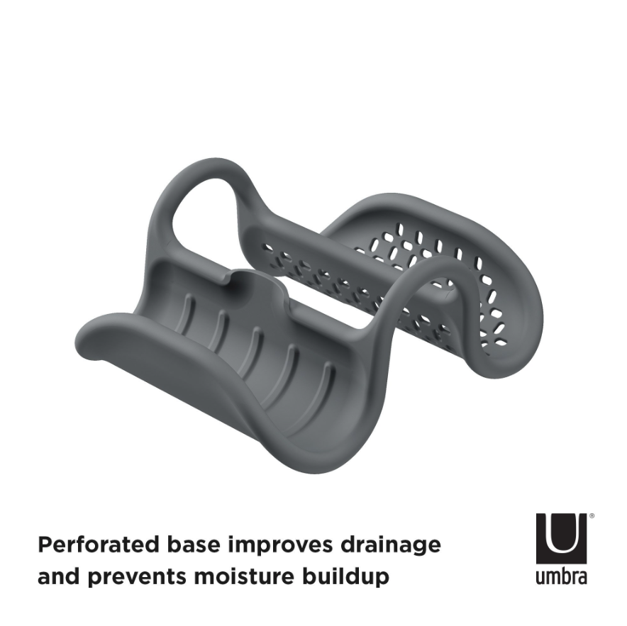 Umbra Sling sink organizer moulded over a countertop edge